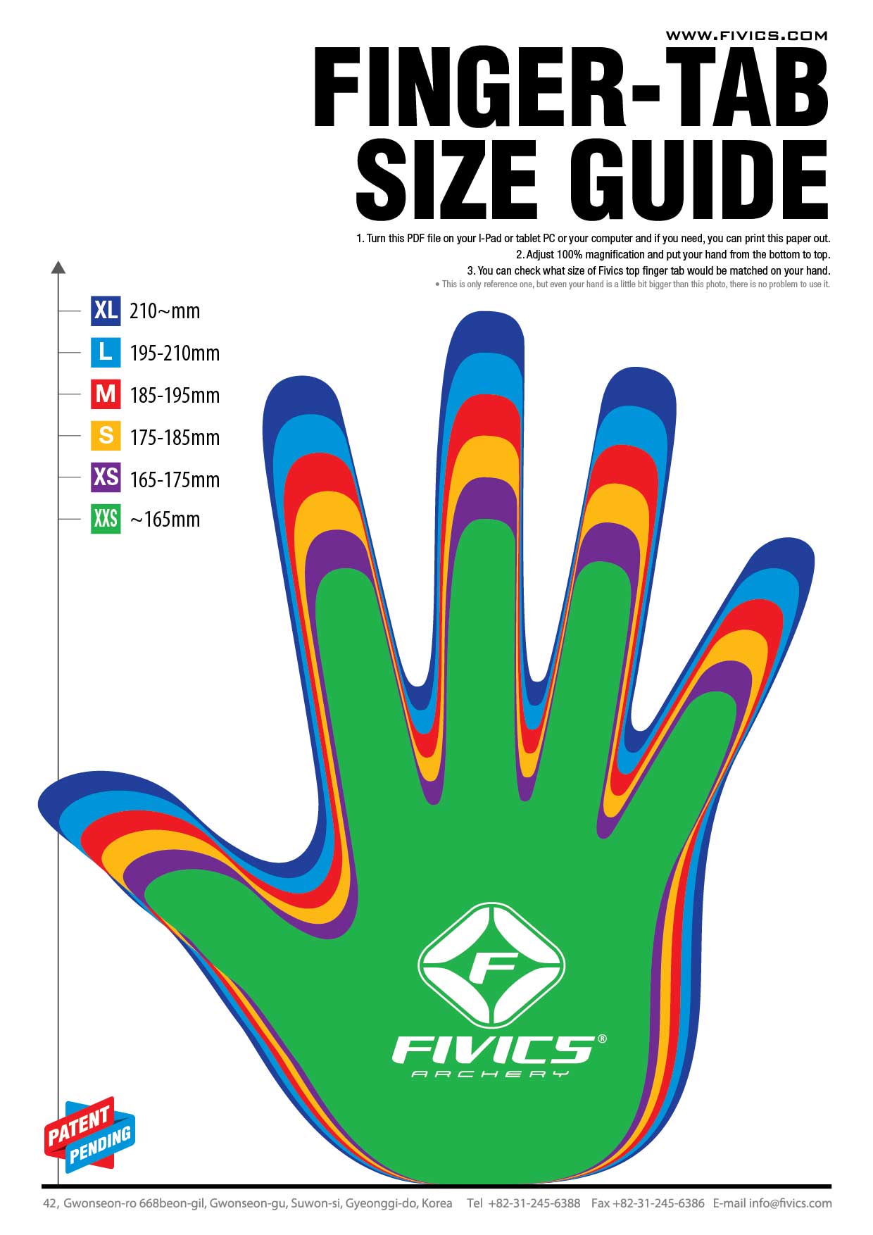 Aae Elite Finger Tab Size Chart