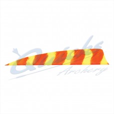 Trueflight Barred Feathers Shield 4 Inch Orange & Yellow Stripe (per doz) : ZF55